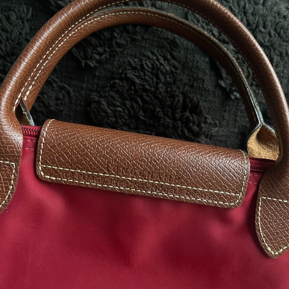 Longchamp Red Tote with Brown Leather Trim - Picture 3 of 8